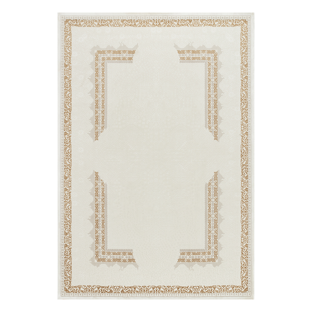 Ufuk: Sultan Floral Bordered Pattern Carpet Rug; (200x290)cm, Grey/Brown