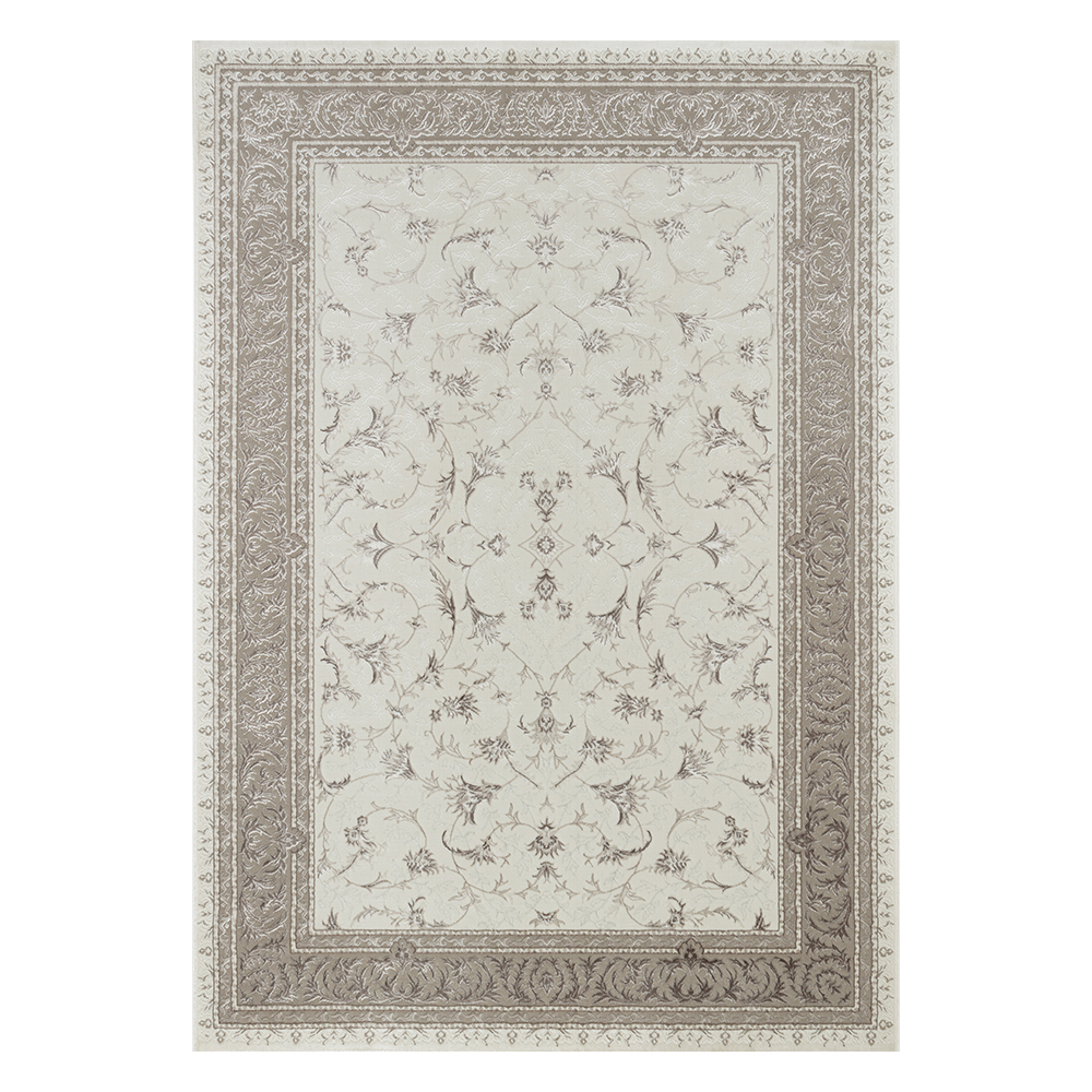 Ufuk: Sultan Floral Pattern Carpet Rug; (200x290)cm, Grey