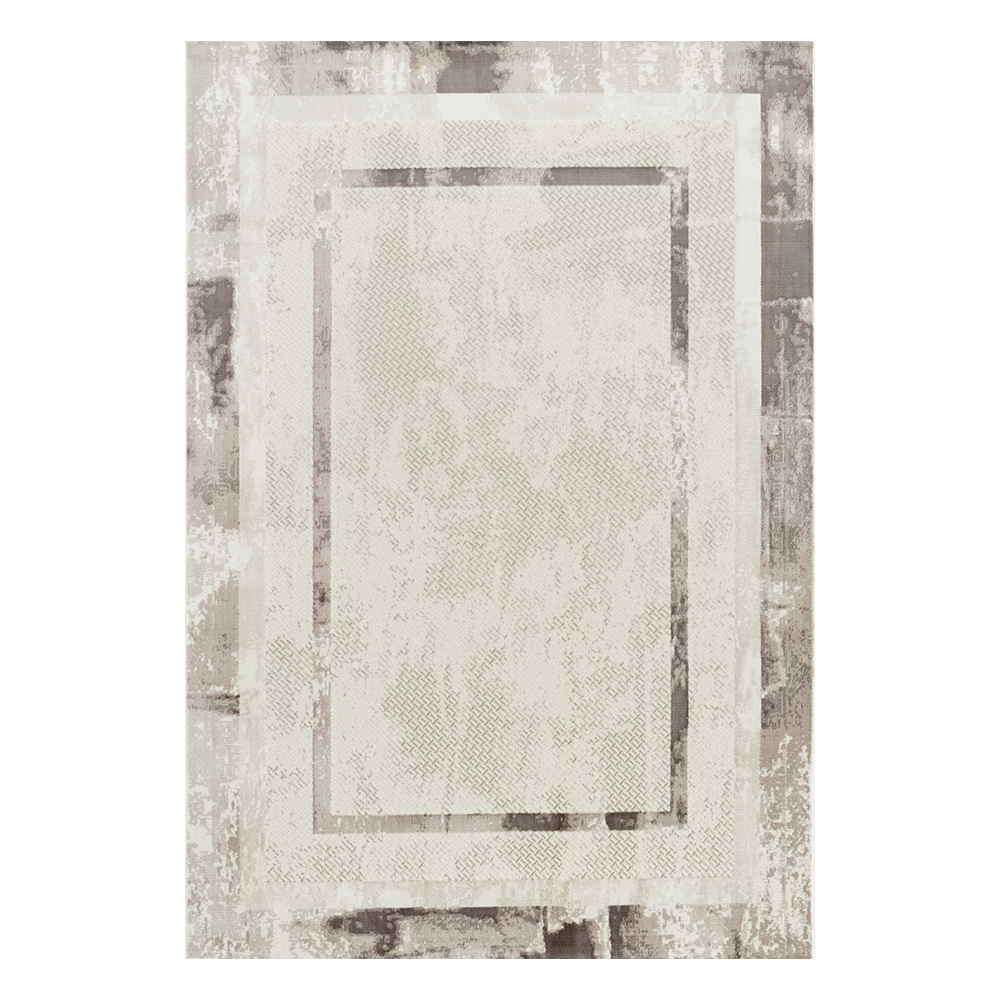 Ufuk: Sultan Abstract Bordered Pattern Carpet Rug; (160x230)cm, Grey