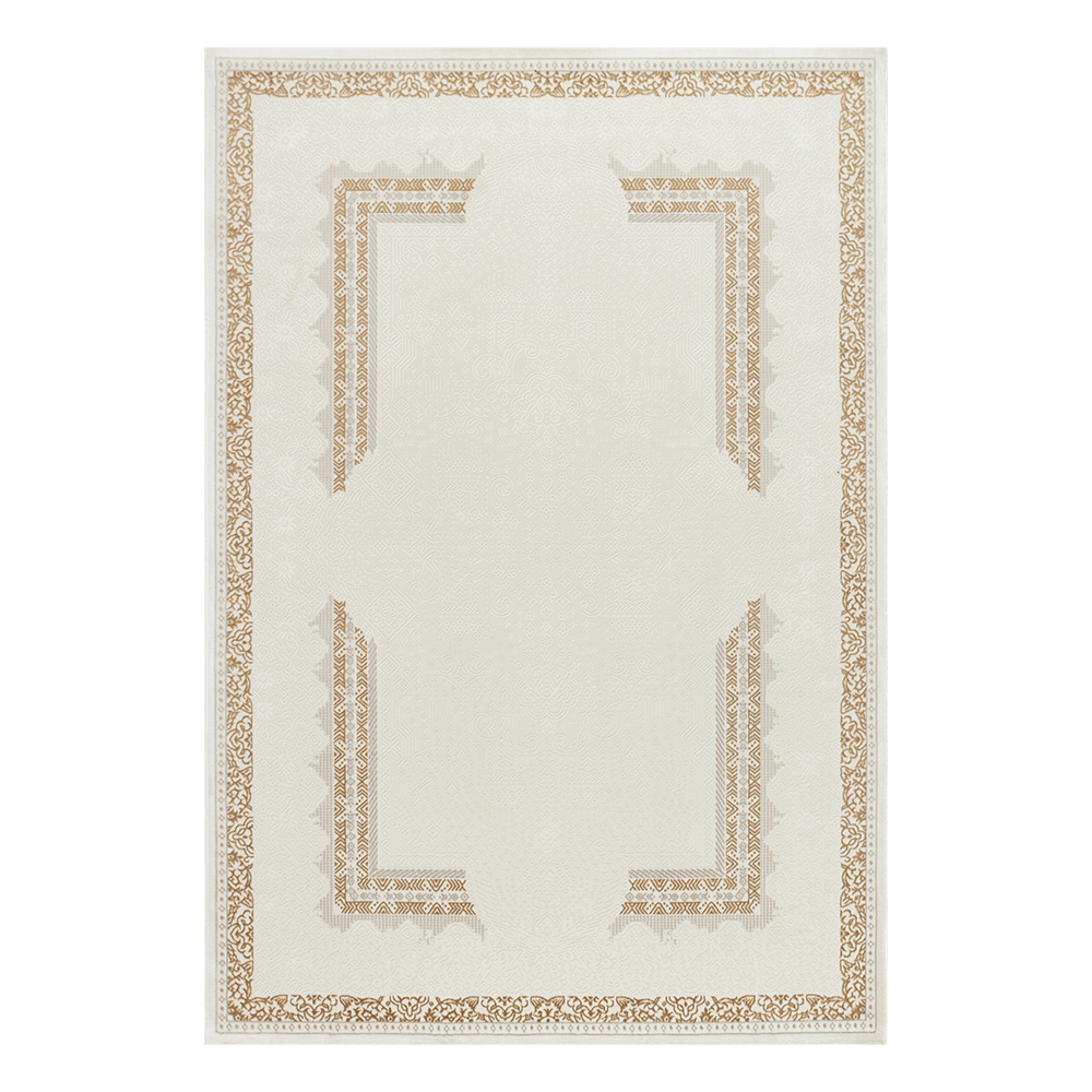 Ufuk: Sultan Floral Bordered Pattern Carpet Rug; (160x230)cm, Grey/Brown