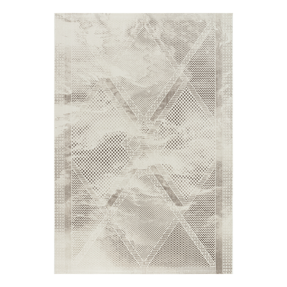 Ufuk: Sultan Diamond Pattern Carpet Rug; (100x300)cm, Grey