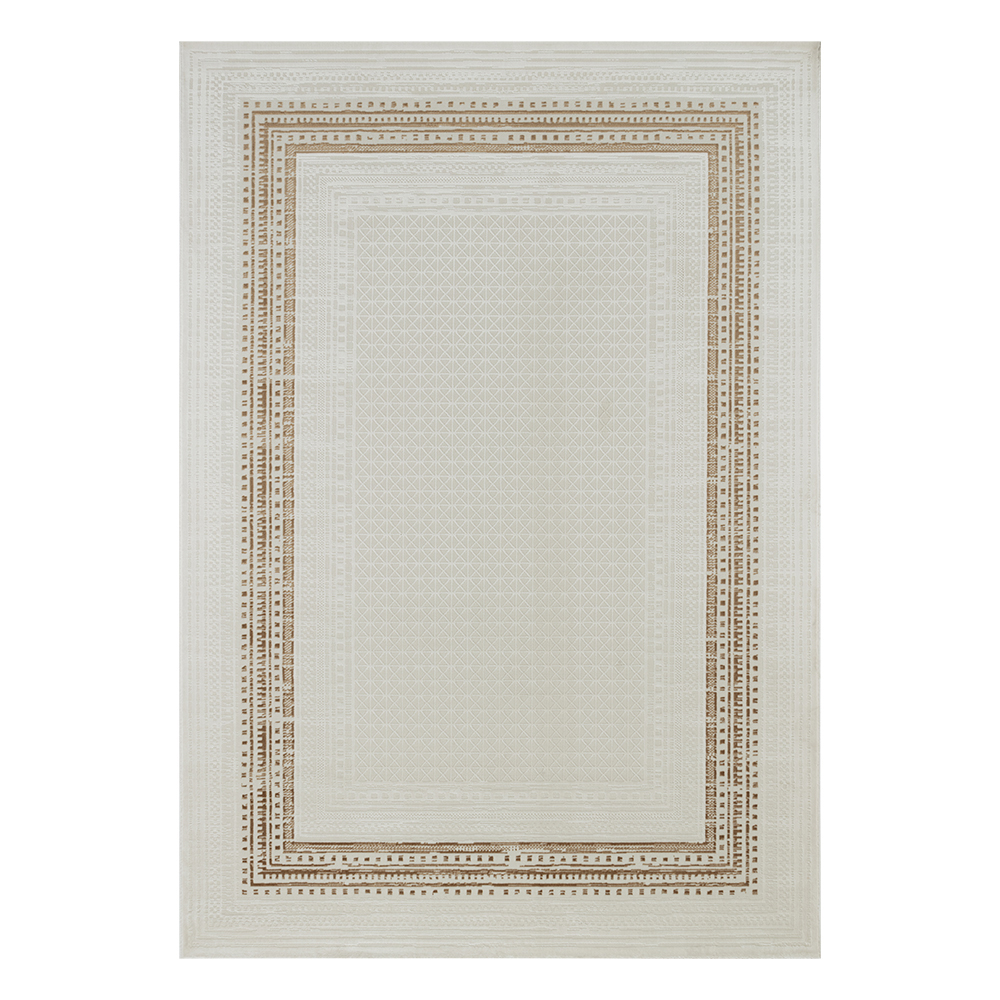 Ufuk: Sultan Diamond Bordered Pattern Carpet Rug; (100x300)cm, Grey/Brown