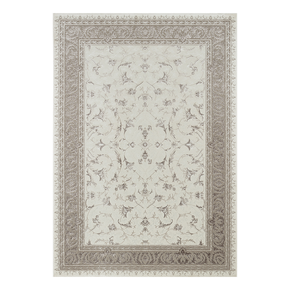 Ufuk: Sultan Floral Pattern Carpet Rug; (100x300)cm, Grey