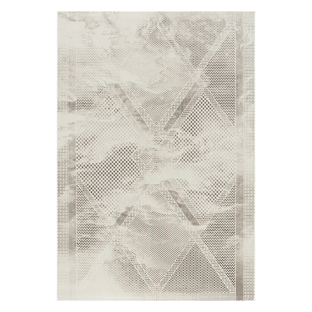 Ufuk: Sultan Diamond Pattern Carpet Rug; (100x400)cm, Grey