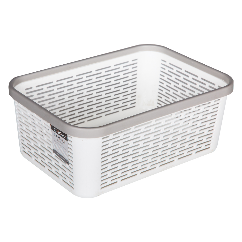 Capsule Storage Basket With Lid-Small, White/Grey