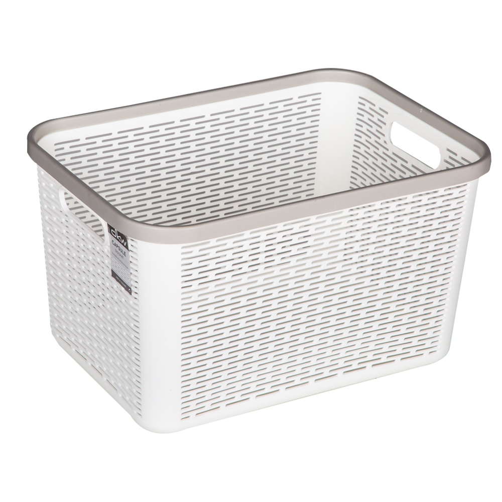 Capsule Storage Basket With Lid-Large, White/Grey