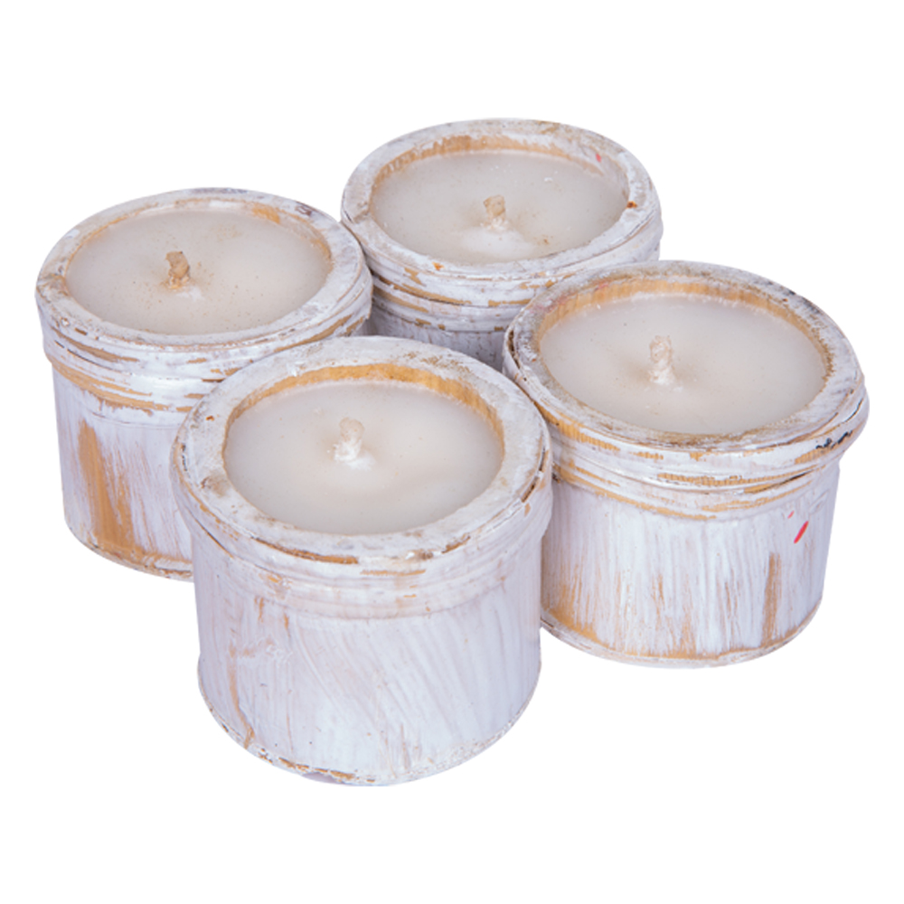 Bamboo Candle Set; 4pcs