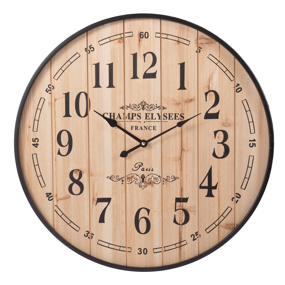 Rustic Round Wall Clock; Champs Elysees France; 40cm