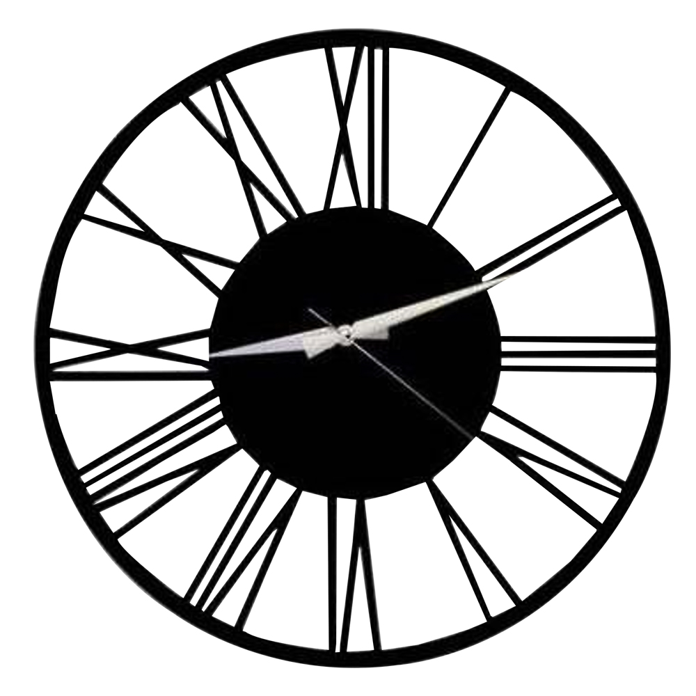 Black Powder Coated Clock; (60X60)cm, Black