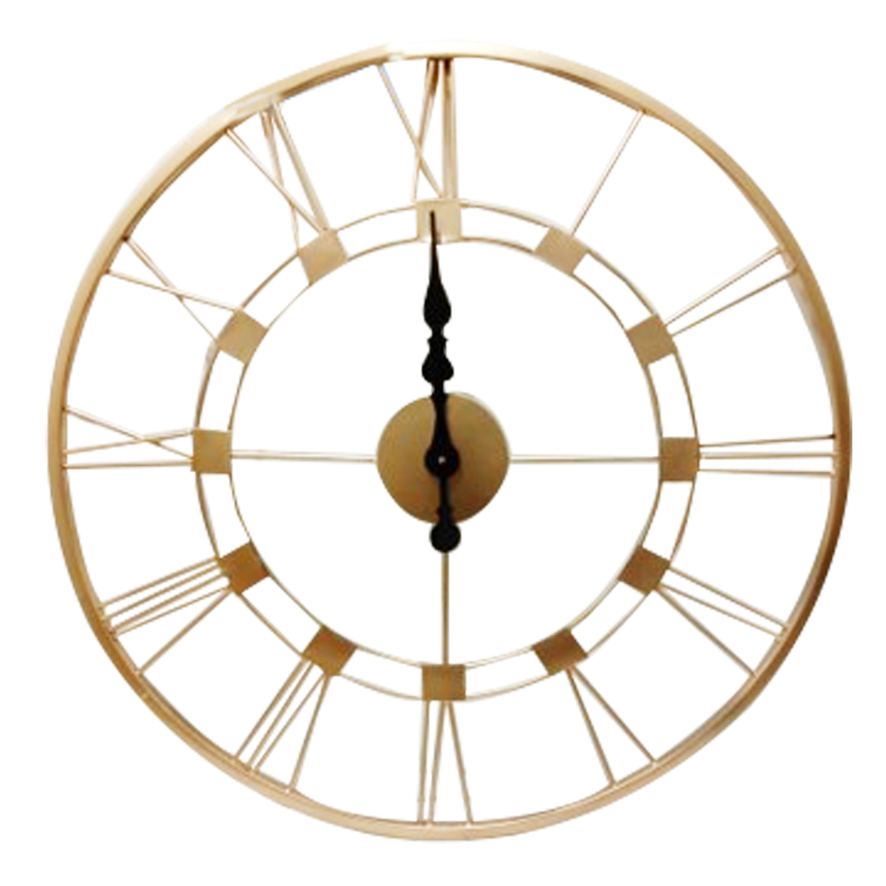 Golden Powder Coated Round Wall Clock; (61X61)cm, Gold