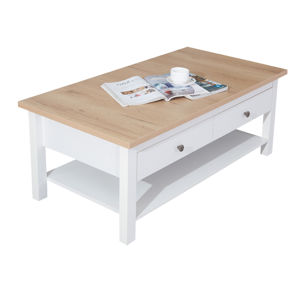 Coffee Table; (120x60x46)cm, Light Oak/White