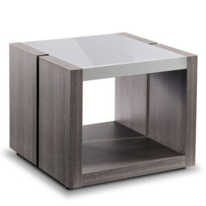 Side Table-Glass Top; (55x55x48)cm, Grey