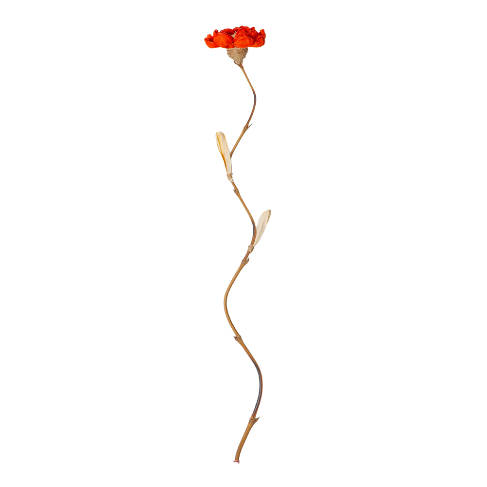 Bamboo Stick Dry Flower Lotus Design, Orange