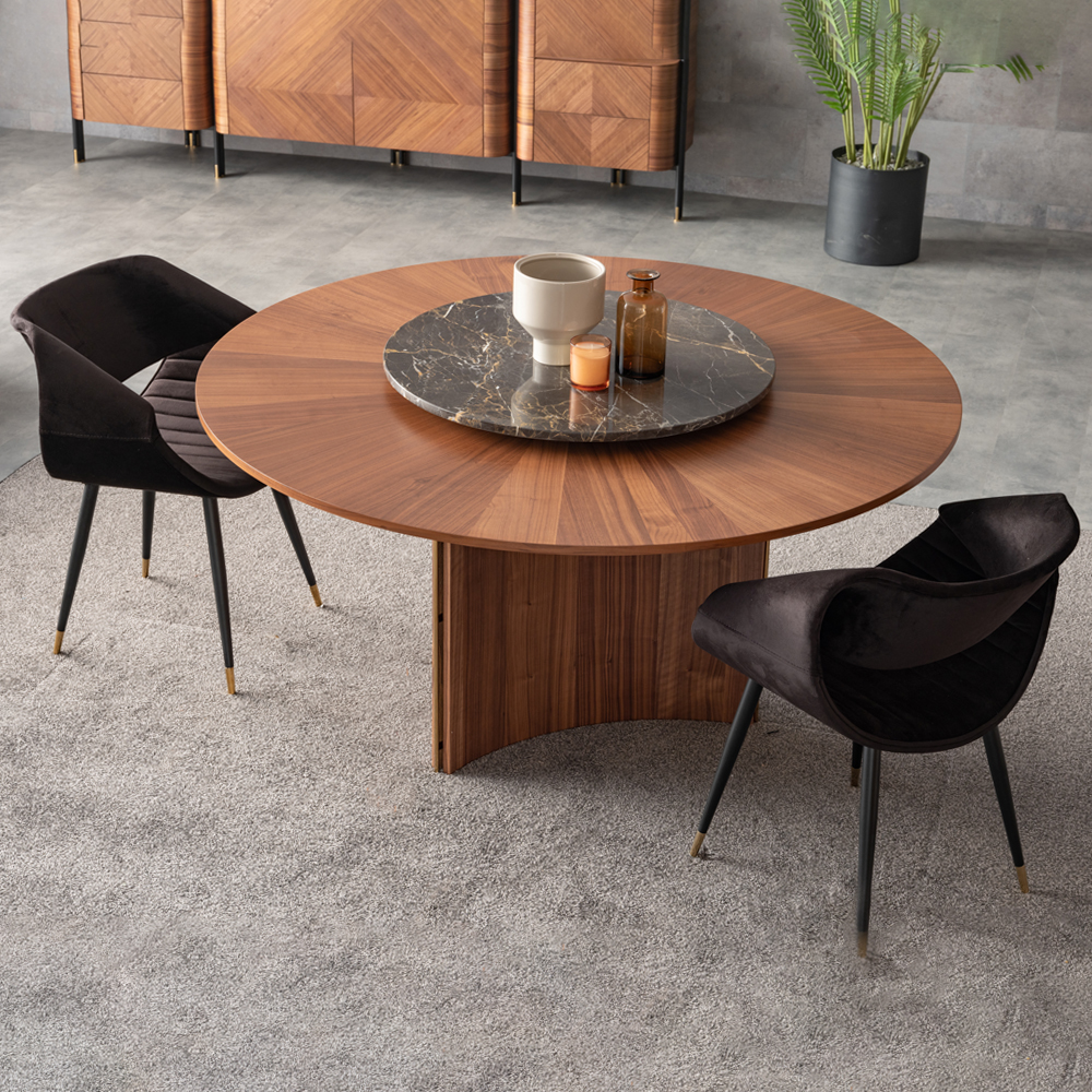Oval Dining Table; (150x150x76)cm + 8 Side Chairs