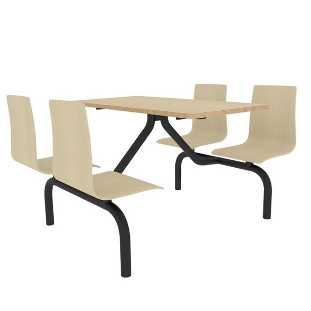 Office Canteen Table + 4 Dining Chairs; (120x165x84)cm