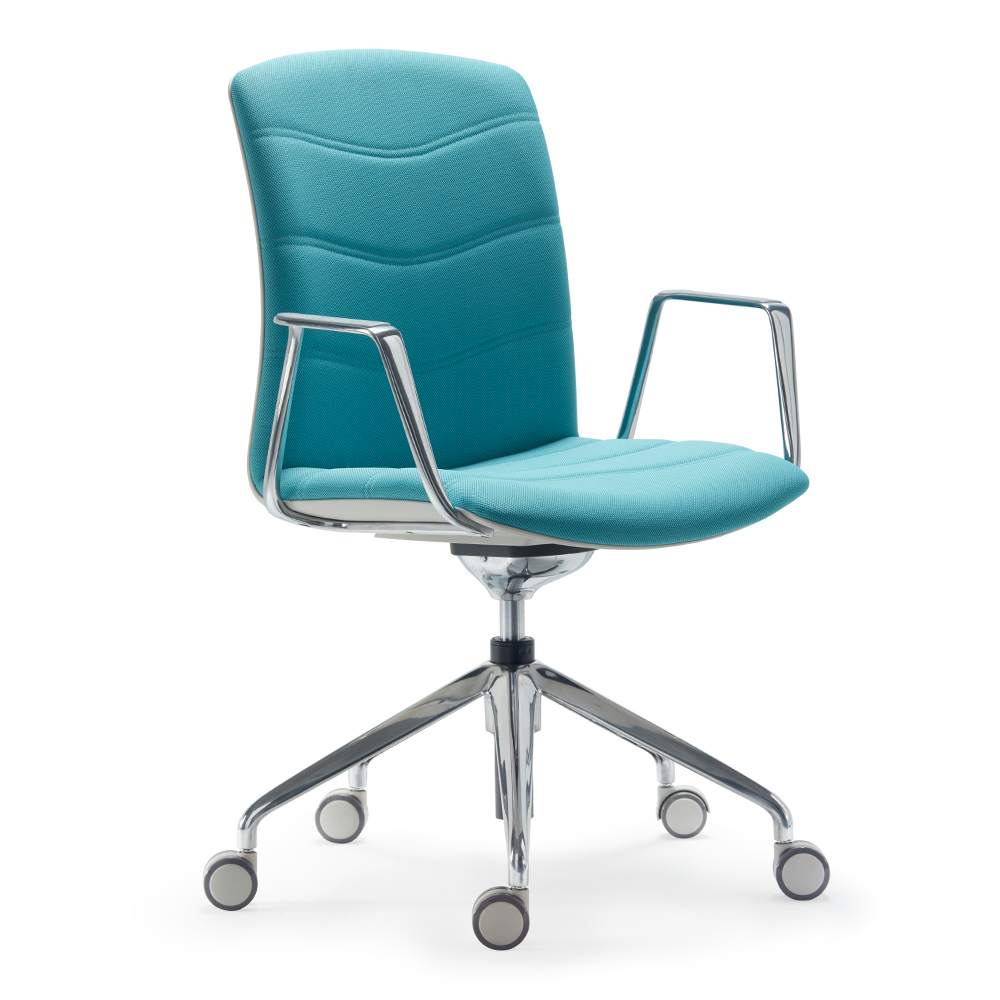 Reception Chair: Fabric; (61x56x89.5)cm, Cyan