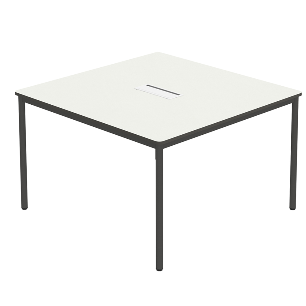 Conference Table; (120x120x75)cm, White Oak/Meteor Grey