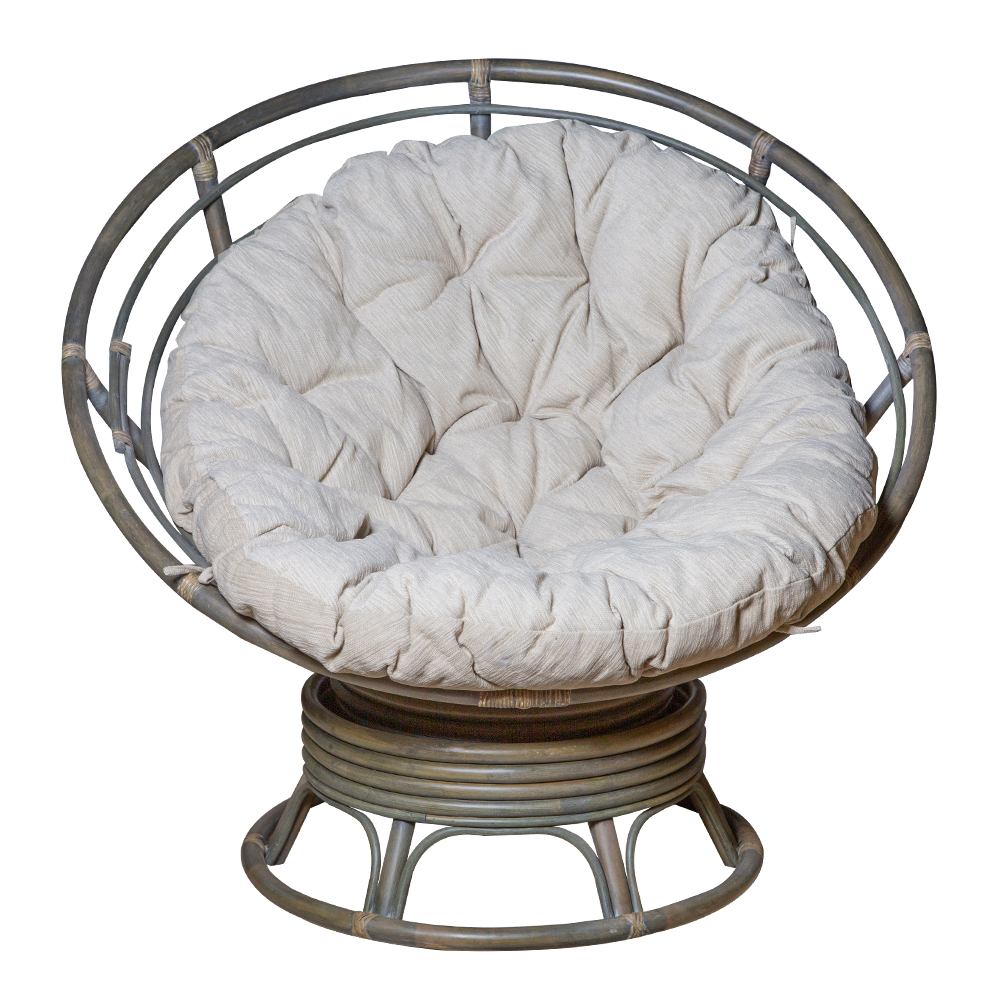 Rattan Furniture: Swivel Rocker Papasan Chair, Grey Matt