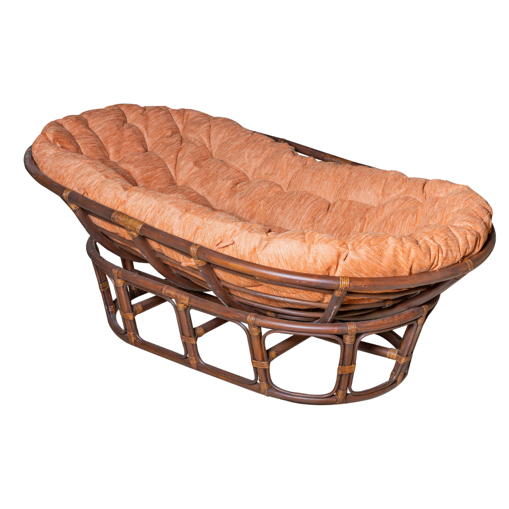 Rattan Furniture: Mamasan Love Seat With Cushion, Peacan Black