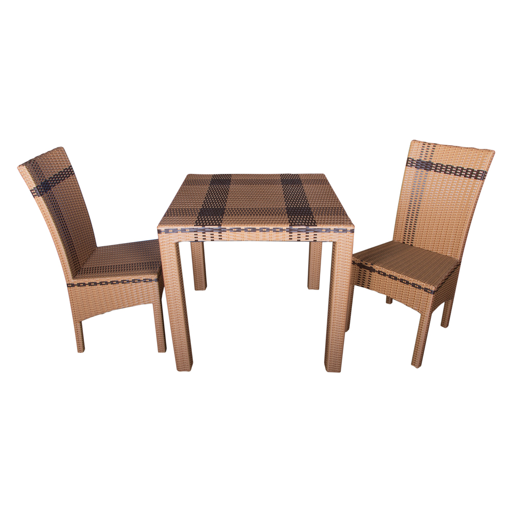 Rattan Furniture: Dining Table; (120x80)cm + 2 Side Chairs