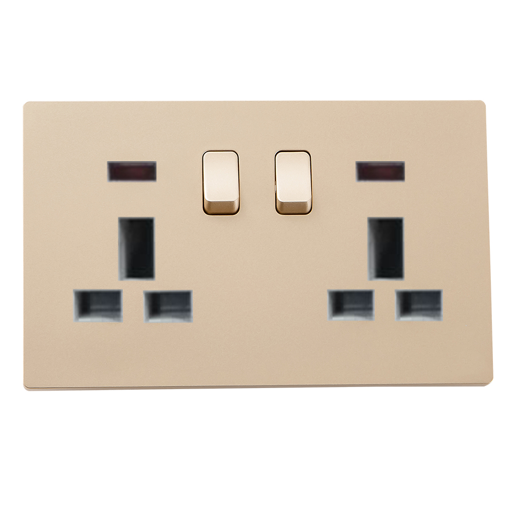 Domus: Twin 13A Switched Socket; 250V, Gold