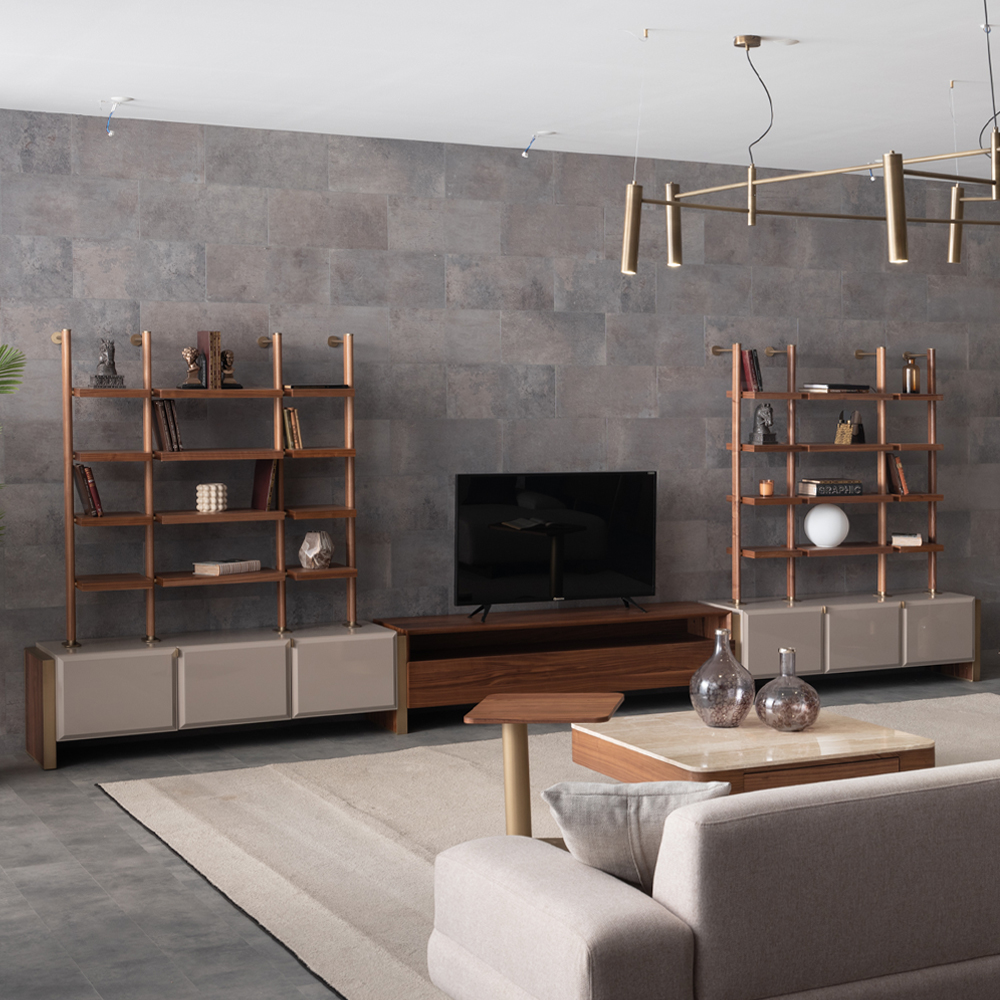 TV Cabinet With Decorative Shelf; (190x50x50)cm