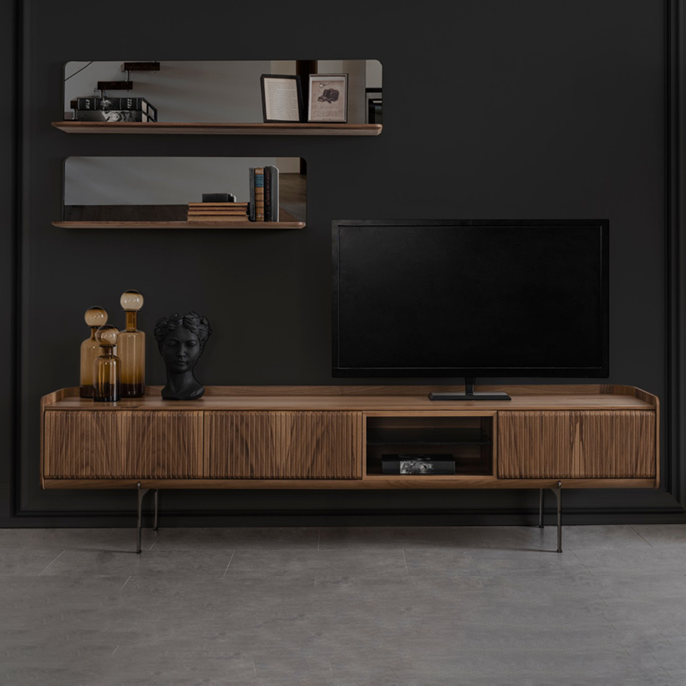 TV Cabinet With Floating Shelf; (220x42x55)cm