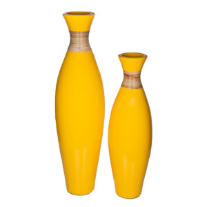Decorative Slim Vase Set; 2 pcs, Yellow