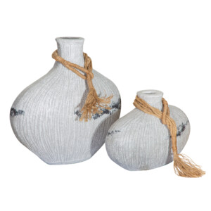 Pipih Bottle Vase Set, 2pcs, Grey