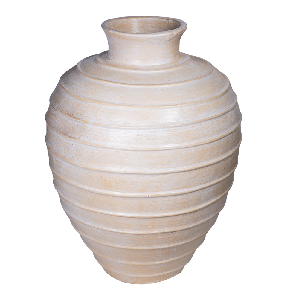 Barrel Shaped Vase; (70x100)cm, Cream Wash