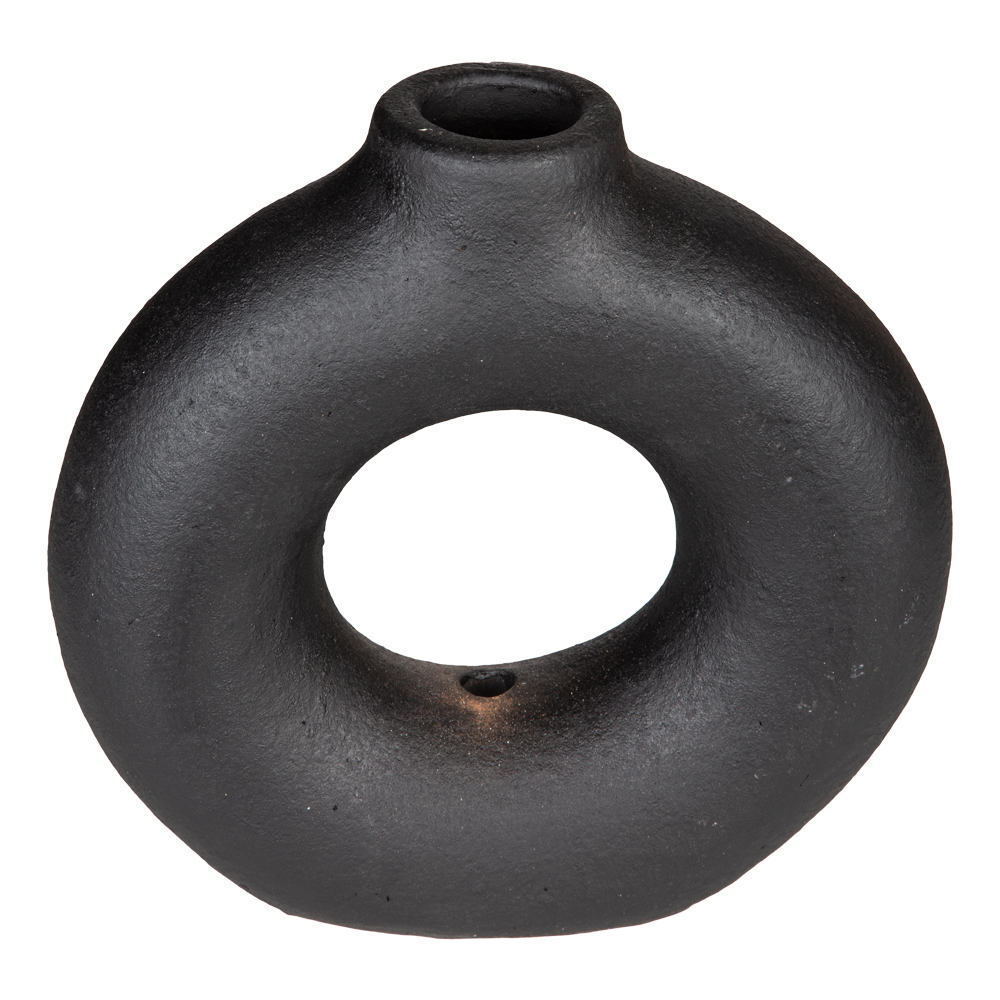 Donut Shaped Vase; Black, Abu