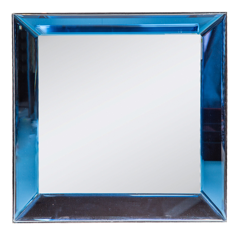 Square Wall Mirror With Frame; (40x40)cm, Blue