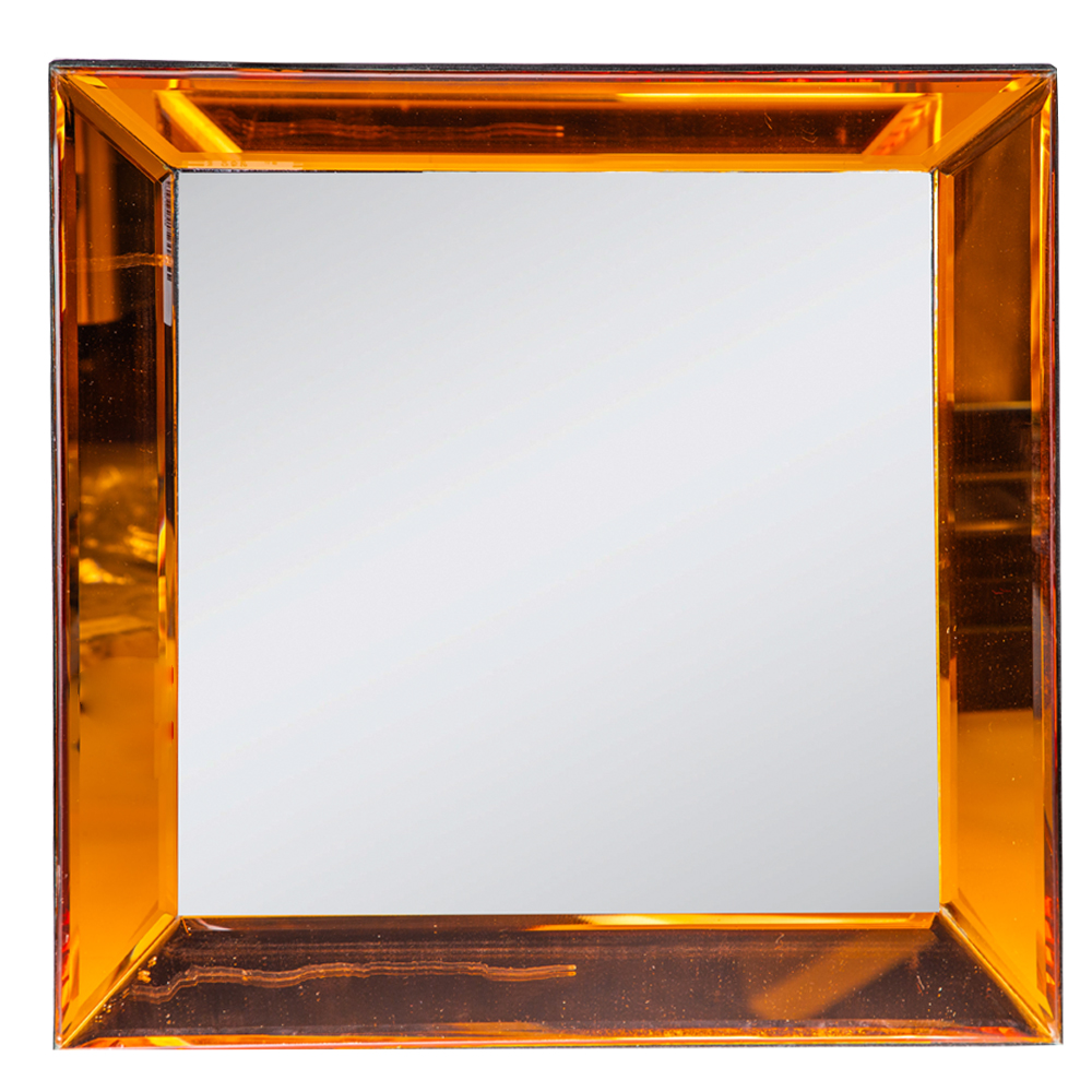 Square Wall Mirror With Frame; (40x40)cm, Orange