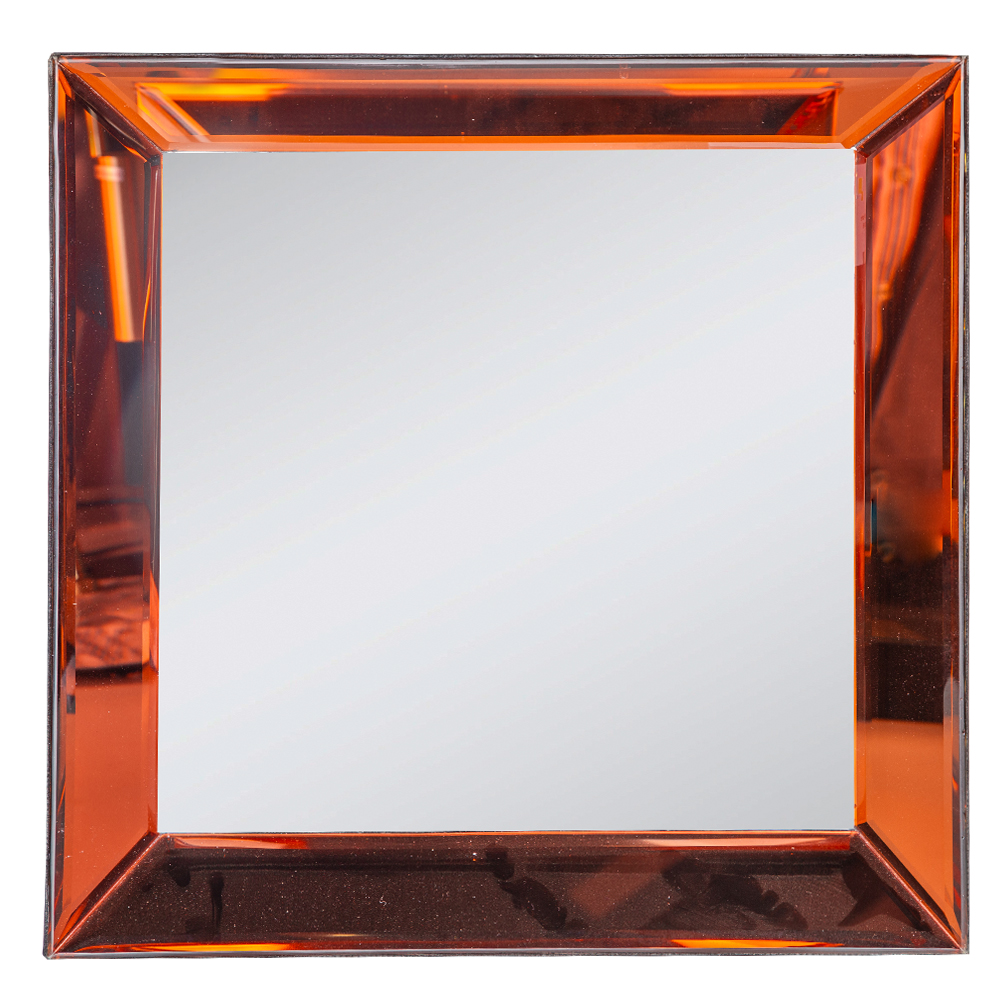 Square Wall Mirror With Frame; (40x40)cm, Red