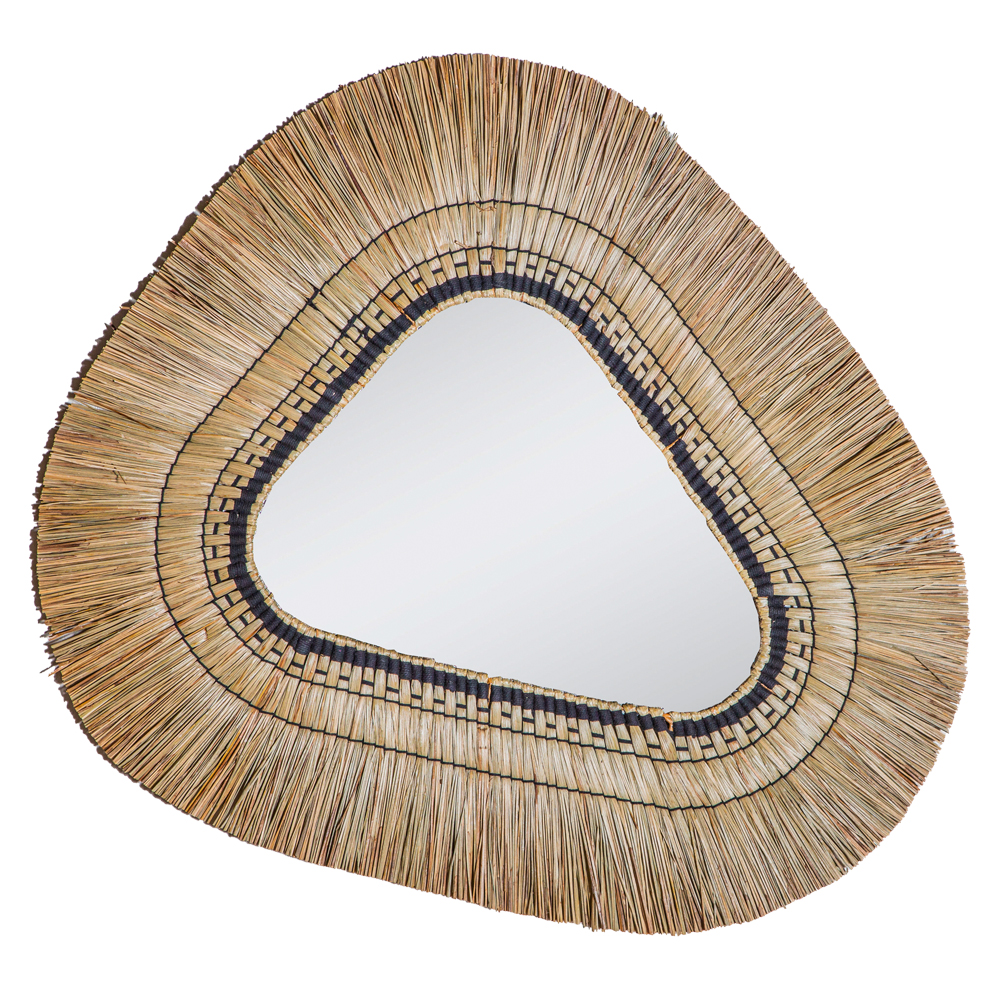 Natural Mendong Oval Mirror; (106x95)cm, Natural