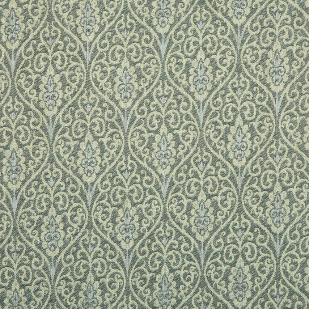 Mysore Collection: Neptune Damask Pattern Polyester Fabric; 280cm, Blueish Silver