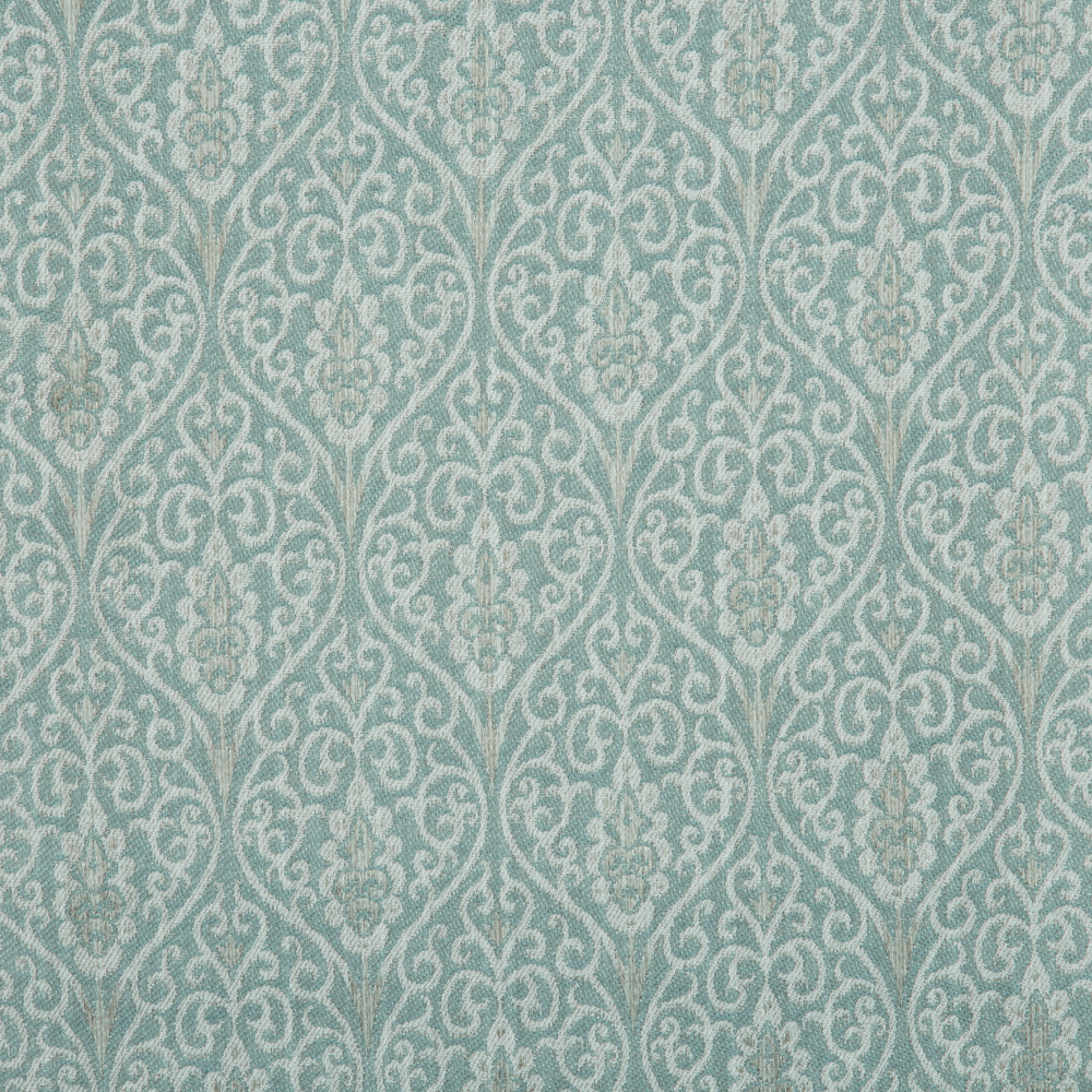 Mysore Collection: Neptune Damask Pattern Polyester Fabric; 280cm, Light Blue