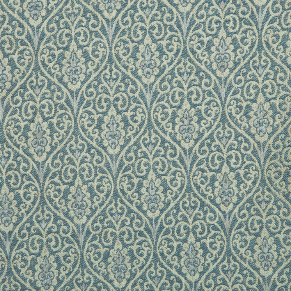 Mysore Collection: Neptune Damask Pattern Polyester Fabric; 280cm, Navy Blue