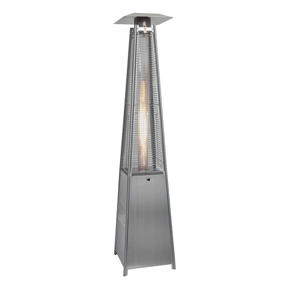 Stainless Steel Square Flame Glass Tube LPG Heater With Grey Cover