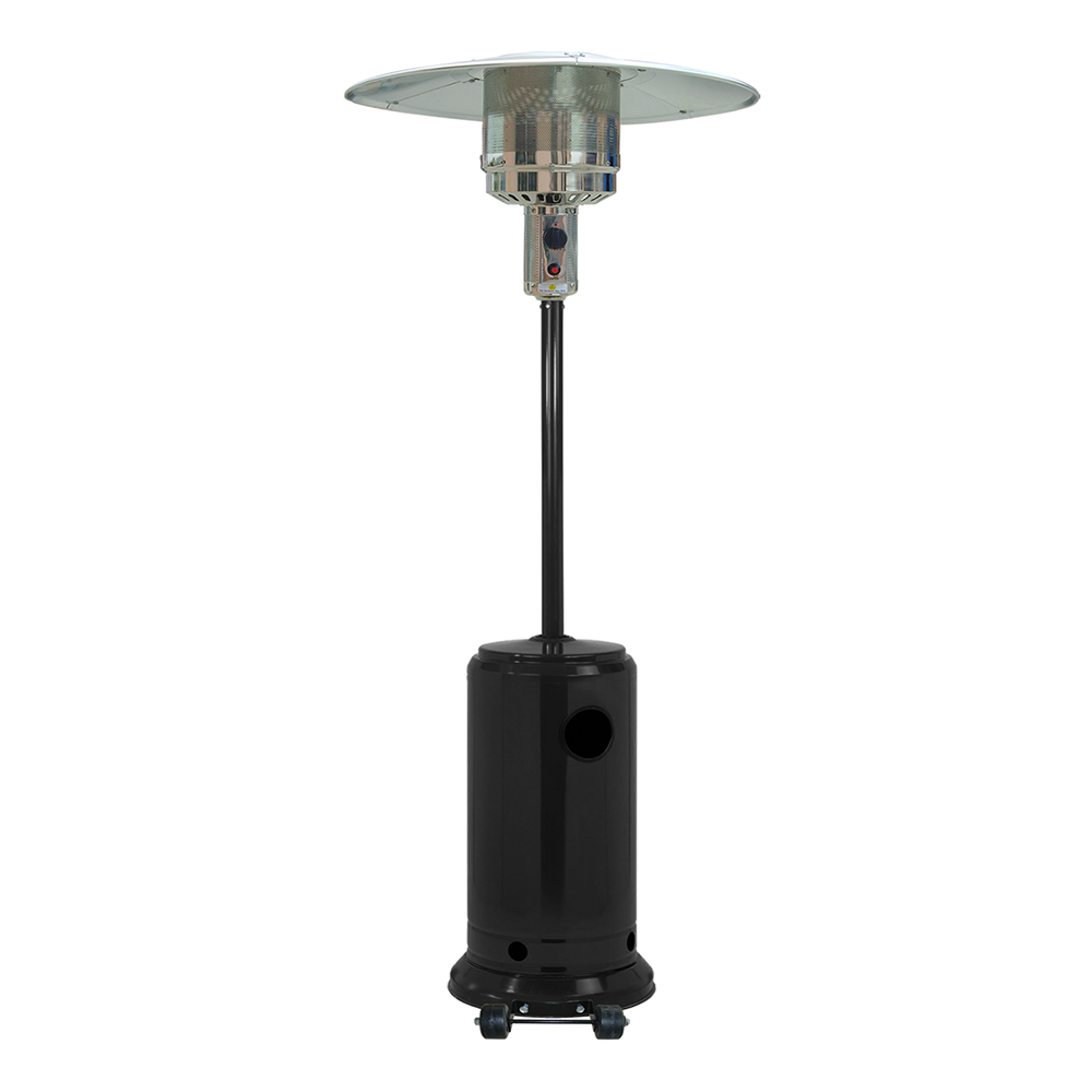 Black Stand Patio LPG Heater With Grey Cover
